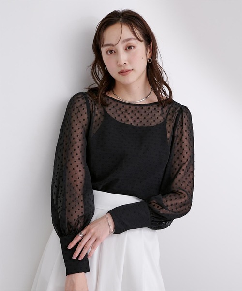 UR'S(ユアーズ)の「シアードットボリュームスリーブブラウス(シャツ/ブラウス・レディース・ブラック/アイボリー・S/L/M)」の8枚目の写真