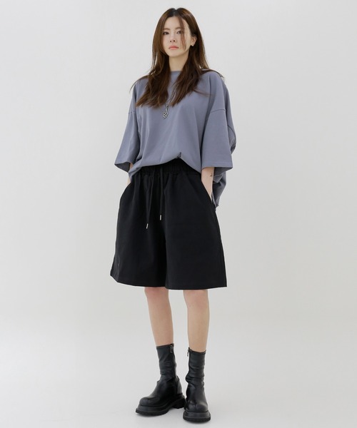 minsobi（ミンソビ）の「ワイドコットンハーフパンツ  ピグメントショート丈パンツ（チノパンツ・メンズ・チャコールグレー/ブラック・FREE）」の11枚目の写真