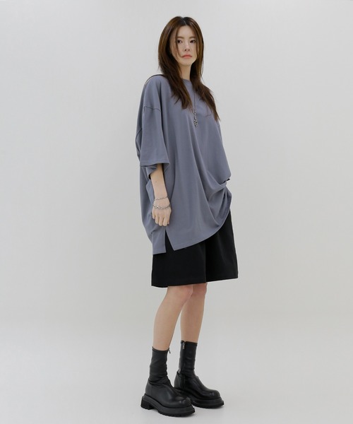 minsobi（ミンソビ）の「ワイドコットンハーフパンツ  ピグメントショート丈パンツ（チノパンツ・メンズ・チャコールグレー/ブラック・FREE）」の8枚目の写真