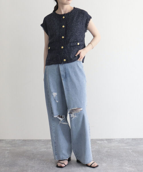 fredy emue(フレディエミュ)の「【fredy emue】サマーツイードベストブラウス(シャツ/ブラウス・レディース・ネイビー/チャコールグレー/ライトグレー・38)」の8枚目の写真