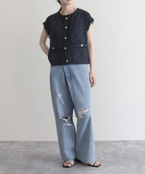 fredy emue(フレディエミュ)の「【fredy emue】サマーツイードベストブラウス(シャツ/ブラウス・レディース・ネイビー/チャコールグレー/ライトグレー・38)」の9枚目の写真