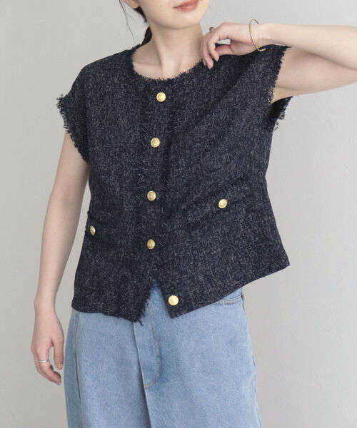 fredy emue(フレディエミュ)の「【fredy emue】サマーツイードベストブラウス(シャツ/ブラウス・レディース・ネイビー/チャコールグレー/ライトグレー・38)」の11枚目の写真