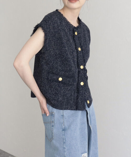 fredy emue(フレディエミュ)の「【fredy emue】サマーツイードベストブラウス(シャツ/ブラウス・レディース・ネイビー/チャコールグレー/ライトグレー・38)」の12枚目の写真