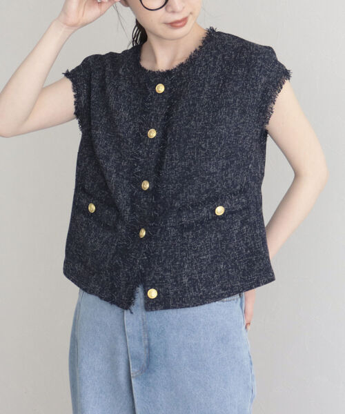fredy emue(フレディエミュ)の「【fredy emue】サマーツイードベストブラウス(シャツ/ブラウス・レディース・ネイビー/チャコールグレー/ライトグレー・38)」の13枚目の写真