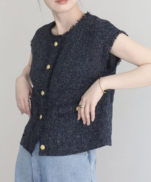 fredy emue(フレディエミュ)の「【fredy emue】サマーツイードベストブラウス(シャツ/ブラウス・レディース・ネイビー/チャコールグレー/ライトグレー・38)」の14枚目の写真