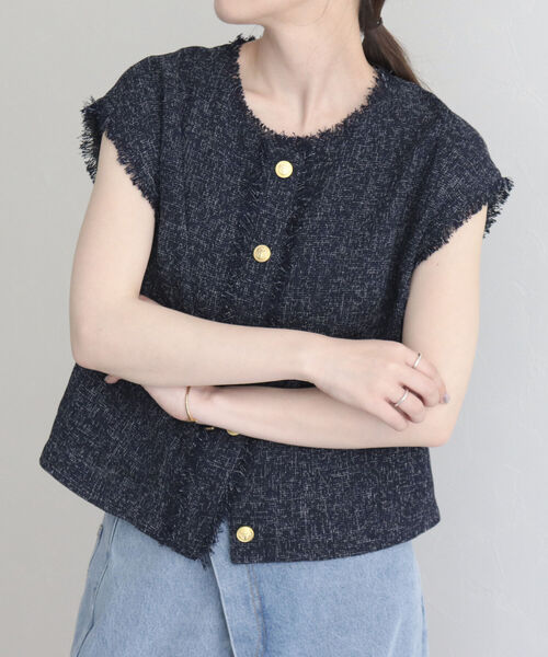 fredy emue(フレディエミュ)の「【fredy emue】サマーツイードベストブラウス(シャツ/ブラウス・レディース・ネイビー/チャコールグレー/ライトグレー・38)」の16枚目の写真