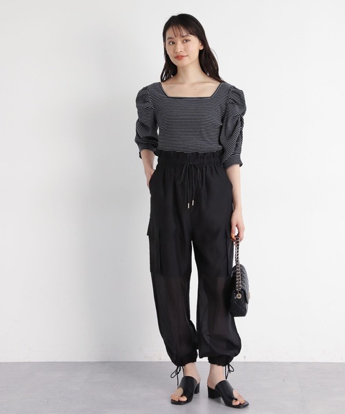 mysty woman(ミスティウーマン)の「シアードロストカーゴパンツ 909830(カーゴパンツ・レディース・ブラック/グレイッシュベージュ/ピンク系その他・FREE)」の5枚目の写真