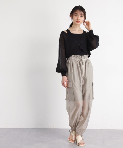 mysty woman(ミスティウーマン)の「シアードロストカーゴパンツ 909830(カーゴパンツ・レディース・ブラック/グレイッシュベージュ/ピンク系その他・FREE)」の6枚目の写真