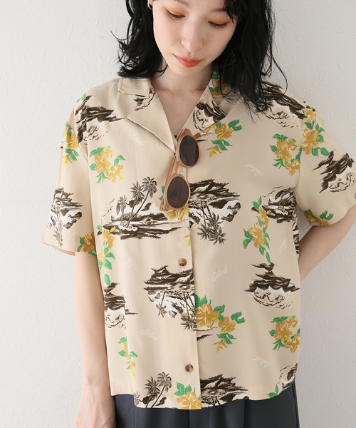 BRIXTON(ブリクストン)の「【BRIXTON / ブリクストン】BUNKER PARADISES S/S WVN(シャツ/ブラウス・レディース・ベージュ・SMALL)」の1枚目の写真