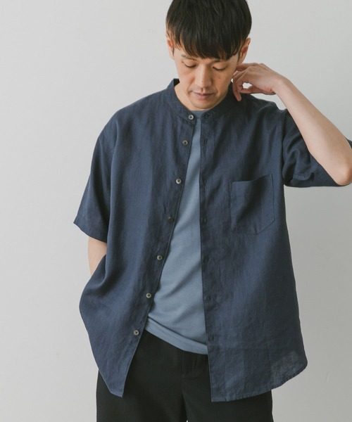 URBAN RESEARCH DOORS（アーバンリサーチドアーズ）の「シルケットリネンバンドカラーショートスリーブシャツ（シャツ/ブラウス・メンズ・グレー/ホワイト系その他/ブルー/ブラウン/ネイビー・MEDIUM/X-LARGE/LARGE）」の22枚目の写真