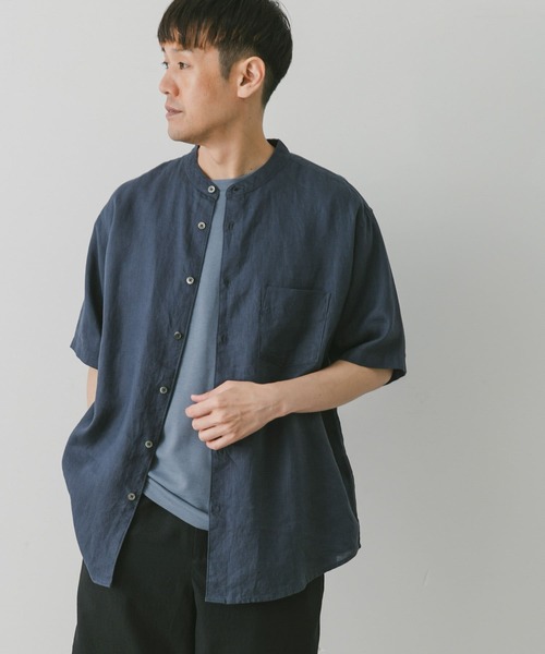 URBAN RESEARCH DOORS（アーバンリサーチドアーズ）の「シルケットリネンバンドカラーショートスリーブシャツ（シャツ/ブラウス・メンズ・グレー/ホワイト系その他/ブルー/ブラウン/ネイビー・MEDIUM/X-LARGE/LARGE）」の21枚目の写真