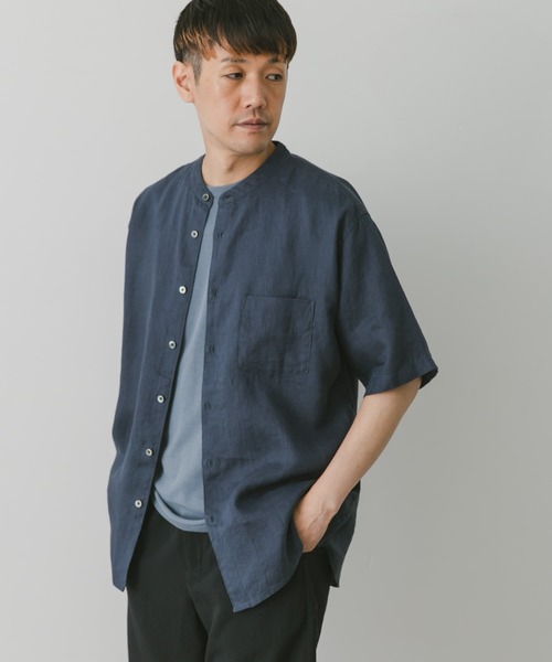 URBAN RESEARCH DOORS（アーバンリサーチドアーズ）の「シルケットリネンバンドカラーショートスリーブシャツ（シャツ/ブラウス・メンズ・グレー/ホワイト系その他/ブルー/ブラウン/ネイビー・MEDIUM/X-LARGE/LARGE）」の20枚目の写真