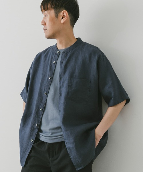 URBAN RESEARCH DOORS（アーバンリサーチドアーズ）の「シルケットリネンバンドカラーショートスリーブシャツ（シャツ/ブラウス・メンズ・グレー/ホワイト系その他/ブルー/ブラウン/ネイビー・MEDIUM/X-LARGE/LARGE）」の19枚目の写真