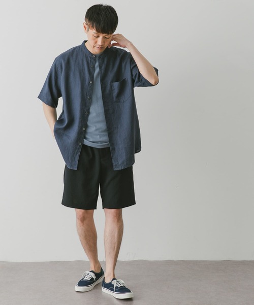 URBAN RESEARCH DOORS（アーバンリサーチドアーズ）の「シルケットリネンバンドカラーショートスリーブシャツ（シャツ/ブラウス・メンズ・グレー/ホワイト系その他/ブルー/ブラウン/ネイビー・MEDIUM/X-LARGE/LARGE）」の18枚目の写真