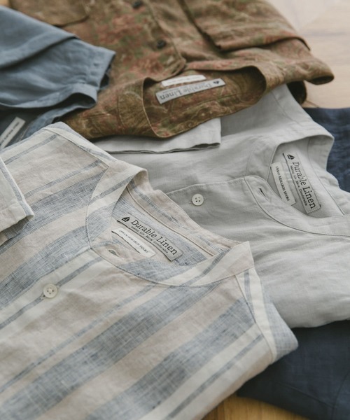 URBAN RESEARCH DOORS（アーバンリサーチドアーズ）の「シルケットリネンバンドカラーショートスリーブシャツ（シャツ/ブラウス・メンズ・グレー/ホワイト系その他/ブルー/ブラウン/ネイビー・MEDIUM/X-LARGE/LARGE）」の14枚目の写真