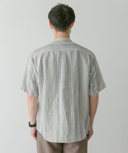 URBAN RESEARCH DOORS（アーバンリサーチドアーズ）の「シルケットリネンバンドカラーショートスリーブシャツ（シャツ/ブラウス・メンズ・グレー/ホワイト系その他/ブルー/ブラウン/ネイビー・MEDIUM/X-LARGE/LARGE）」の11枚目の写真