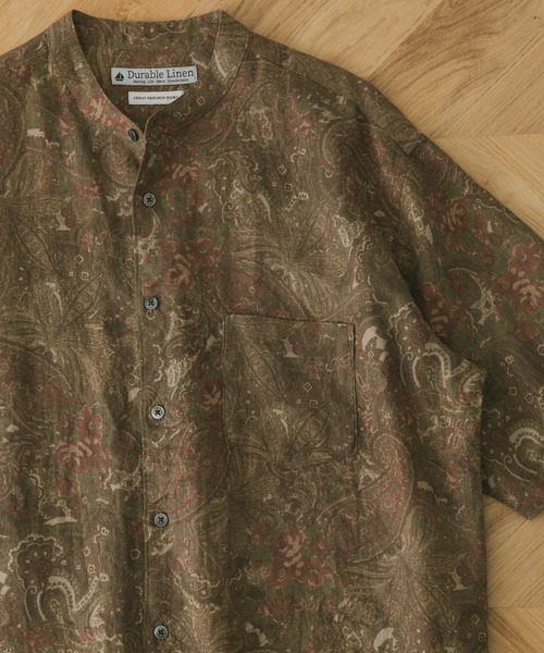 URBAN RESEARCH DOORS（アーバンリサーチドアーズ）の「シルケットリネンバンドカラーショートスリーブシャツ（シャツ/ブラウス・メンズ・グレー/ホワイト系その他/ブルー/ブラウン/ネイビー・MEDIUM/X-LARGE/LARGE）」の3枚目の写真