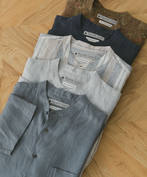 URBAN RESEARCH DOORS（アーバンリサーチドアーズ）の「シルケットリネンバンドカラーショートスリーブシャツ（シャツ/ブラウス・メンズ・グレー/ホワイト系その他/ブルー/ブラウン/ネイビー・MEDIUM/X-LARGE/LARGE）」の5枚目の写真