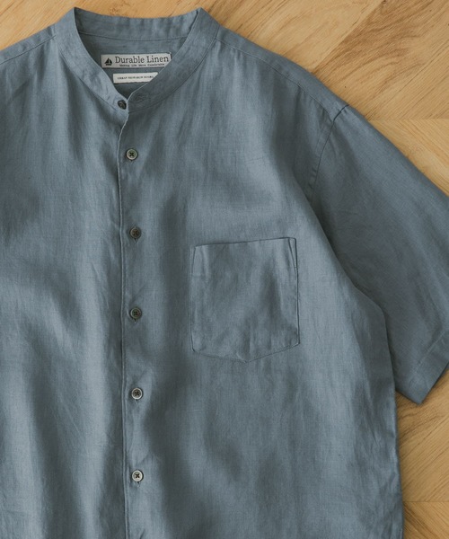 URBAN RESEARCH DOORS（アーバンリサーチドアーズ）の「シルケットリネンバンドカラーショートスリーブシャツ（シャツ/ブラウス・メンズ・グレー/ホワイト系その他/ブルー/ブラウン/ネイビー・MEDIUM/X-LARGE/LARGE）」の7枚目の写真