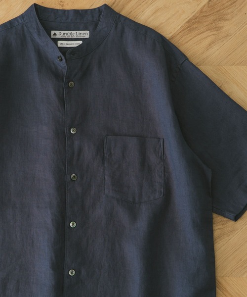 URBAN RESEARCH DOORS（アーバンリサーチドアーズ）の「シルケットリネンバンドカラーショートスリーブシャツ（シャツ/ブラウス・メンズ・グレー/ホワイト系その他/ブルー/ブラウン/ネイビー・MEDIUM/X-LARGE/LARGE）」の8枚目の写真