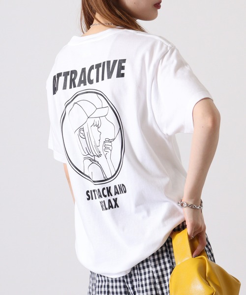 MODISH GAZE（モディシュガゼ）の「MODISH GAZE スモーキングガール SIT BACK AND RELAX半袖Tシャツ（Tシャツ/カットソー・メンズ・ネイビー系1/ネイビー系2/ブラック×ホワイト/ホワイト×ブラック・L/XL/M）」の22枚目の写真