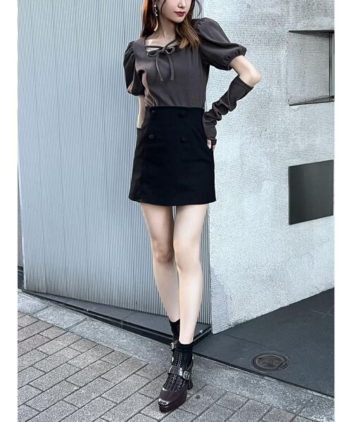 EATME(イートミー)の「アームウォーマー付パフスリーブTOP(Tシャツ/カットソー・レディース・ブラック/ベージュ/ブラウン・FREE)」の8枚目の写真