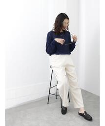 Samansa Mos2 blue | タックイージーパンツ(その他パンツ)