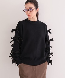リボンスリーブニット