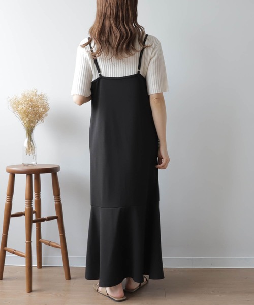 mil(ミル)の「【150㎝前後の小柄さんサイズ】裾切替えキャミワンピース(ワンピース・レディース・ブラック/ピンクベージュ/モカ・XS/S)」の6枚目の写真