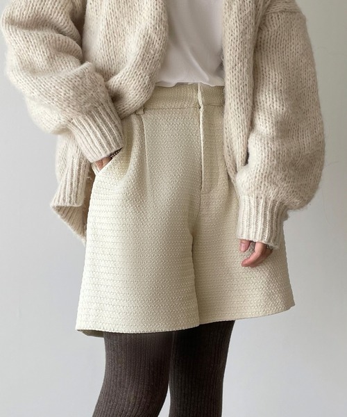 JUNOAH（ジュノア）の「ツイードタックショートパンツ（その他パンツ・レディース・アイボリー/ブラウン/ブラック・X-LARGE/LARGE/MEDIUM）」の2枚目の写真