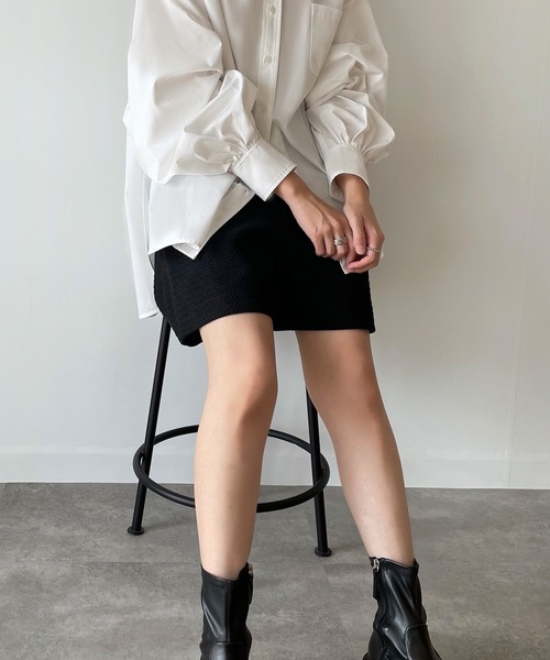 JUNOAH（ジュノア）の「ツイードタックショートパンツ（その他パンツ・レディース・アイボリー/ブラウン/ブラック・X-LARGE/LARGE/MEDIUM）」の6枚目の写真