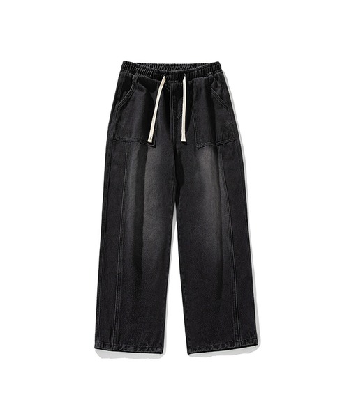 HOOK（フック）の「【HOOK】古着風ウォッシュデニム切り替えワイドパンツ（デニムパンツ・メンズ・ブラック/ブルー・XL/M/L/XXL）」の10枚目の写真