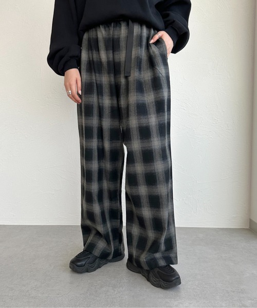 apres jour mignon(アプレジュールミニョン)の「オンブレチェックワイドパンツ【ZOZOTOWN限定アイテム】(その他パンツ・レディース・ブラック系その他/ブラック・MEDIUM/SMALL/X-LARGE)」の10枚目の写真