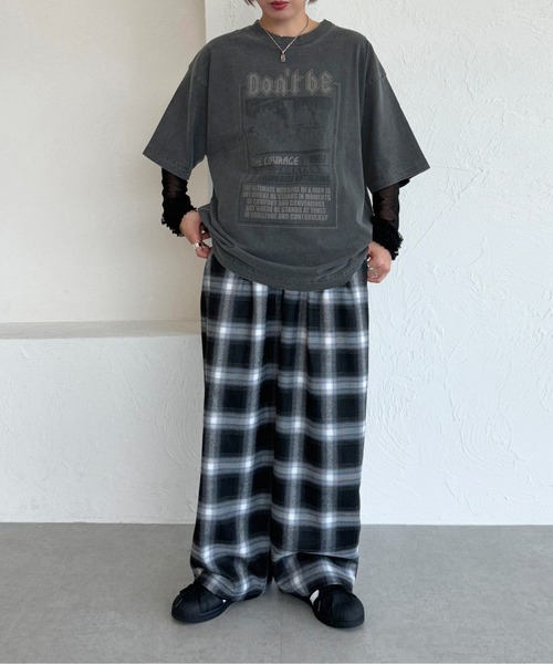apres jour mignon(アプレジュールミニョン)の「オンブレチェックワイドパンツ【ZOZOTOWN限定アイテム】(その他パンツ・レディース・ブラック系その他/ブラック・MEDIUM/SMALL/X-LARGE)」の7枚目の写真