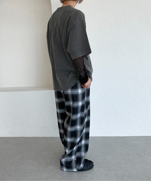 apres jour mignon(アプレジュールミニョン)の「オンブレチェックワイドパンツ【ZOZOTOWN限定アイテム】(その他パンツ・レディース・ブラック系その他/ブラック・MEDIUM/SMALL/X-LARGE)」の9枚目の写真