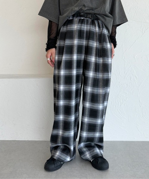セール】オンブレチェックワイドパンツ【ZOZOTOWN限定アイテム