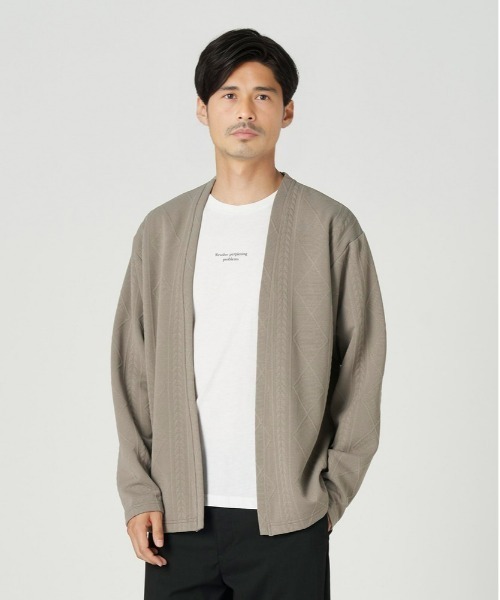 セール】【PLUS ONE】ジャガードカーディガンレイヤード（カーディガン