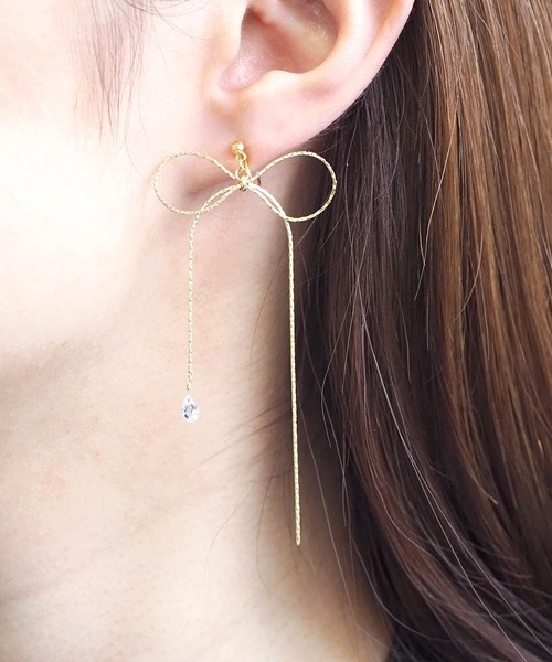 itam（アイタム）の「【itam】アイタム/ リボンノンホールピアス/ 金属アレルギー対応イヤリング（イヤリング・レディース・ゴールド/ピンクゴールド・FREE）」の3枚目の写真