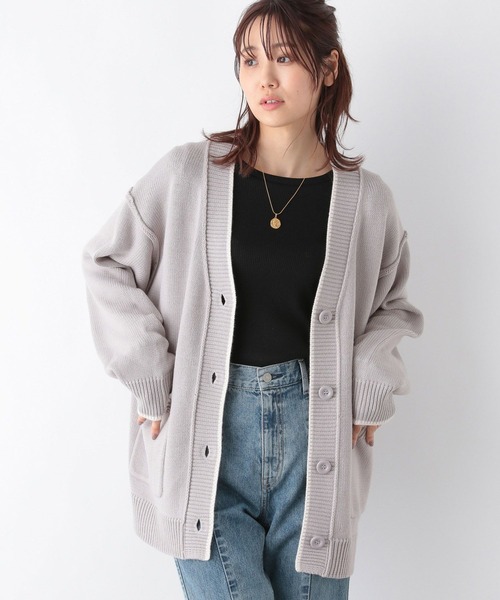 【洗える】KNIT BASIC ミドル カーディガン GLOBAL WORK カーディガン 毛玉になりにくいミドルカーディガン