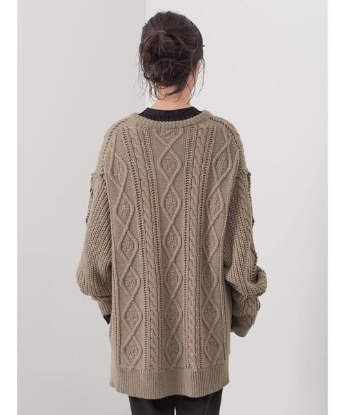 CRAFT STANDARD BOUTIQUE（クラフトスタンダードブティック）の「【男女兼用】ハンドステッチケーブルニット（ニット/セーター・レディース・マスタード/ブラック/アイボリー/モカ・M/L/XL）」の11枚目の写真