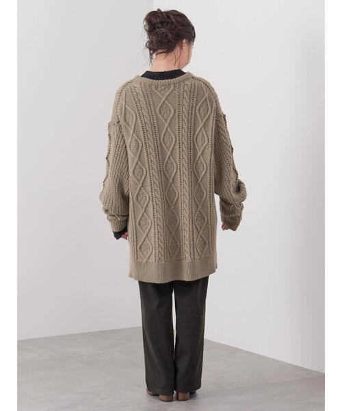 CRAFT STANDARD BOUTIQUE（クラフトスタンダードブティック）の「【男女兼用】ハンドステッチケーブルニット（ニット/セーター・レディース・マスタード/ブラック/アイボリー/モカ・M/L/XL）」の14枚目の写真