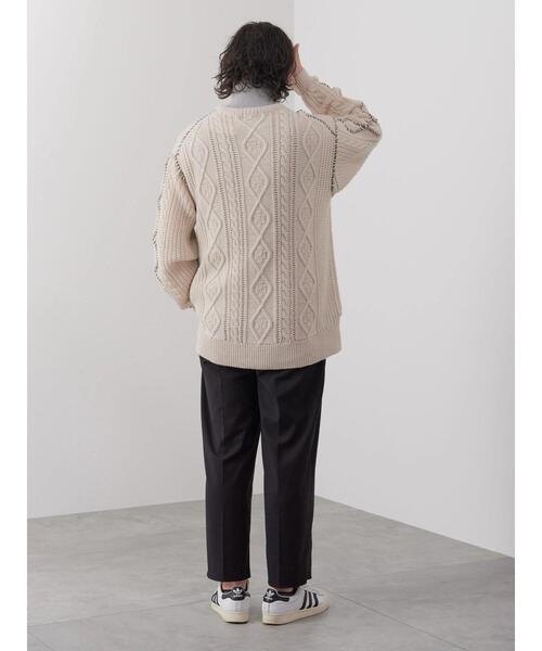 CRAFT STANDARD BOUTIQUE（クラフトスタンダードブティック）の「【男女兼用】ハンドステッチケーブルニット（ニット/セーター・レディース・マスタード/ブラック/アイボリー/モカ・M/L/XL）」の20枚目の写真