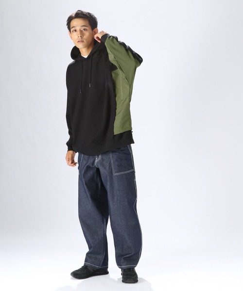 niko and...（ニコアンド）の「脇布帛切り替えパーカー（パーカー・メンズ・パープル/ブラック/ベージュ・MEDIUM/LARGE）」の4枚目の写真