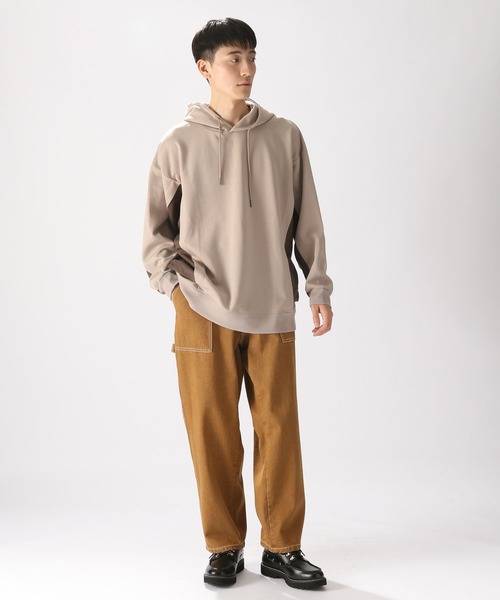 niko and...（ニコアンド）の「脇布帛切り替えパーカー（パーカー・メンズ・パープル/ブラック/ベージュ・MEDIUM/LARGE）」の6枚目の写真