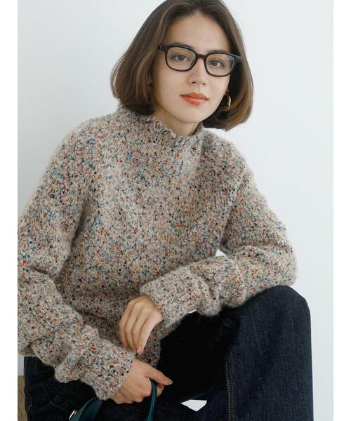 Te chichi(テチチ)の「カラーネップハイネッククロップト丈ニット(ニット/セーター・レディース・チャコールグレー/ベージュ・F)」の3枚目の写真