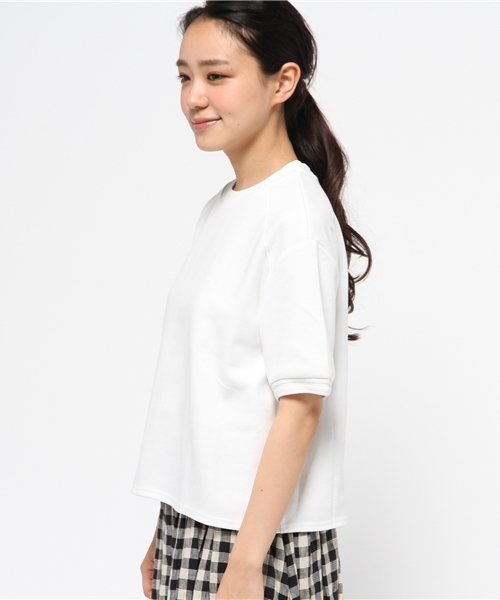 OUTLET(アウトレット)の「【Ciaopanic】タックリブ半袖プルオーバー(Tシャツ/カットソー・レディース・グレー/ブラック/ホワイト/ネイビー・FREE)」の6枚目の写真