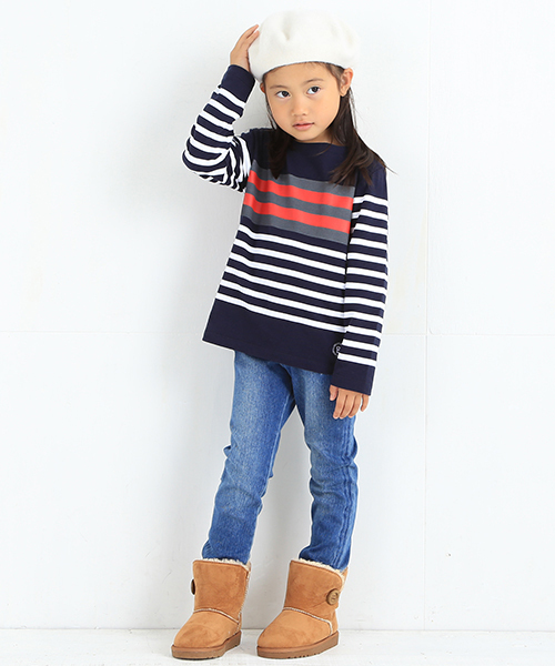 B:MING by BEAMS（ビーミングバイビームス）の「ビーミング by ビームス / カットデニムパギンス（デニムパンツ・キッズ・ブルー・140/110/100/130/120/90）」の2枚目の写真