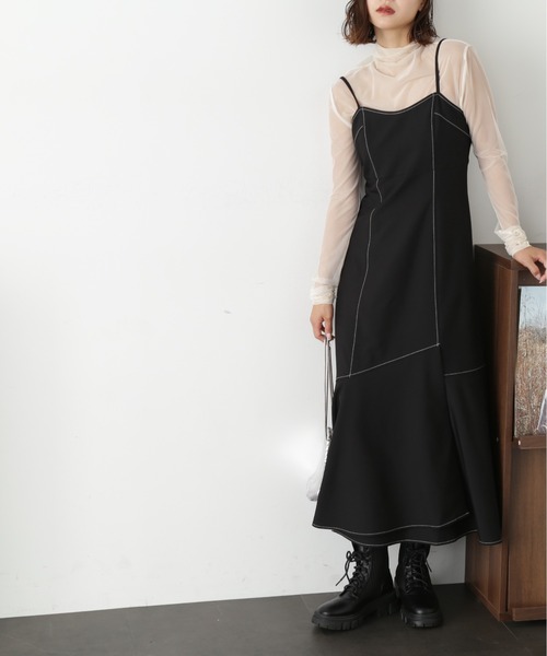 FREE'S MART（フリーズマート）の「【低身長サイズ/Sシリーズ対応】ローティアードフレアキャミワンピース（ワンピース・レディース・ライトベージュ/ブラック/モカ・X-SMALL/MEDIUM/SMALL）」の7枚目の写真