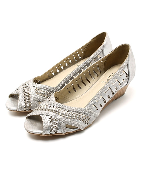 LE TALON（ルタロン）の「4CMクロスメッシュウエッジ（パンプス・レディース・ブラック/アイボリー/シルバー・38/36/37/35.5/37.5/36.5）」の3枚目の写真