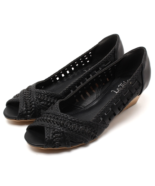 LE TALON（ルタロン）の「4CMクロスメッシュウエッジ（パンプス・レディース・ブラック/アイボリー/シルバー・38/36/37/35.5/37.5/36.5）」の2枚目の写真